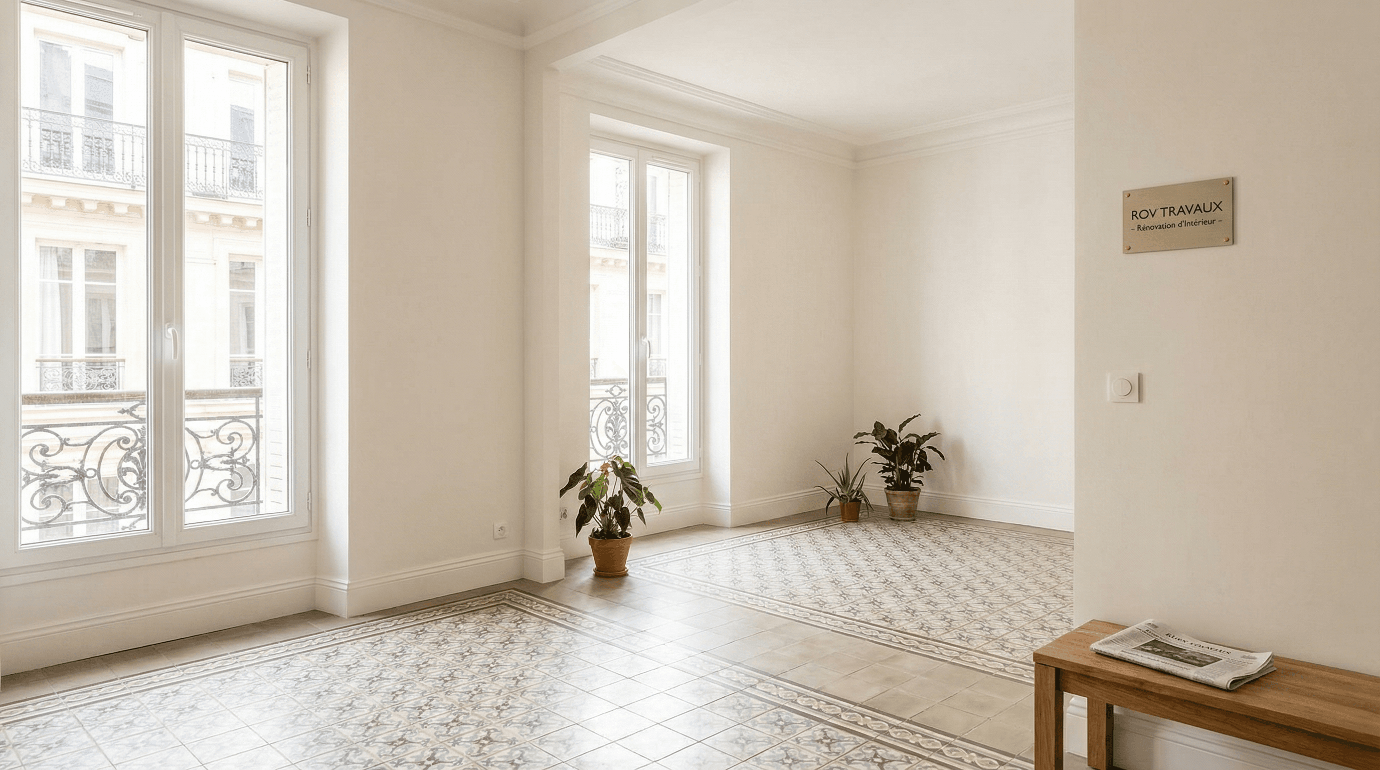 Rénovation intérieure réalisée par ROV TRAVAUX — carrelage et plâtrerie